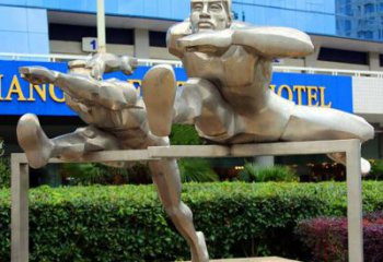 跨欄雕塑 景觀美陳體育雕塑 噴漆運動員雕塑