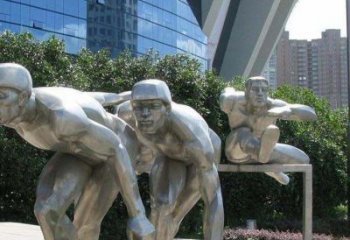 庭院跨欄雕塑 公園草地體育雕塑 鍛造運(yùn)動(dòng)員雕塑