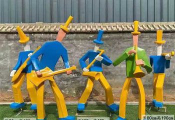 吹拉彈唱雕塑 景觀美陳樂隊雕塑 噴漆音樂人雕塑