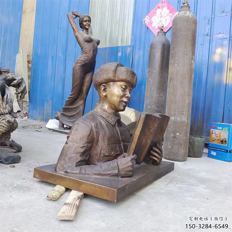 部隊雷鋒雕塑 景觀美陳古代雕塑 噴漆英雄雕塑