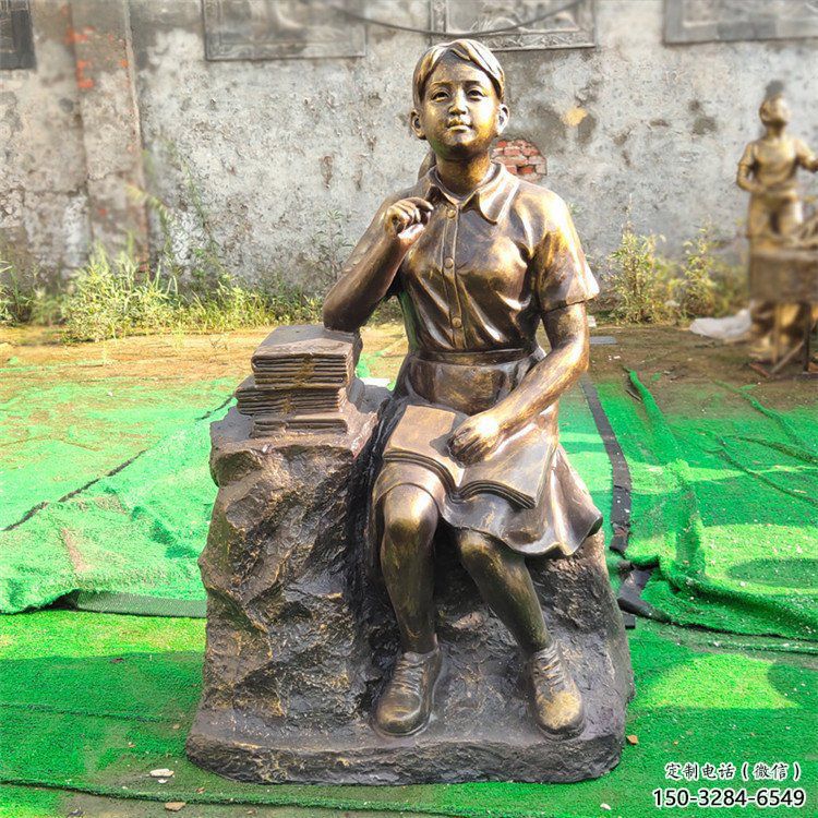 仿古讀書雕塑 庭院仿真雕塑 田間小品