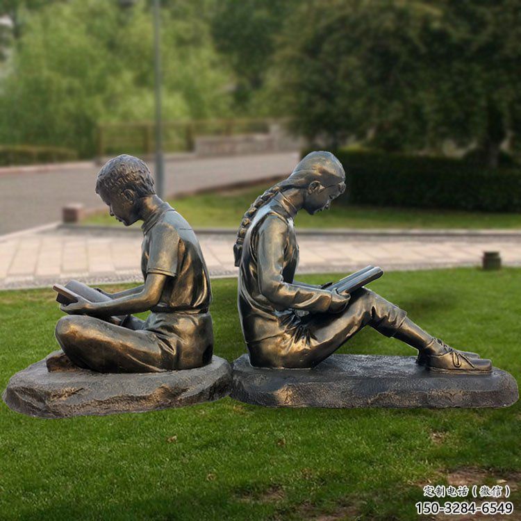 田間讀書雕塑 仿真學校雕塑 園林擺件