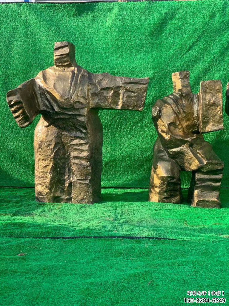 廣場武術(shù)雕塑 抽象功夫雕塑 烤漆練拳雕塑