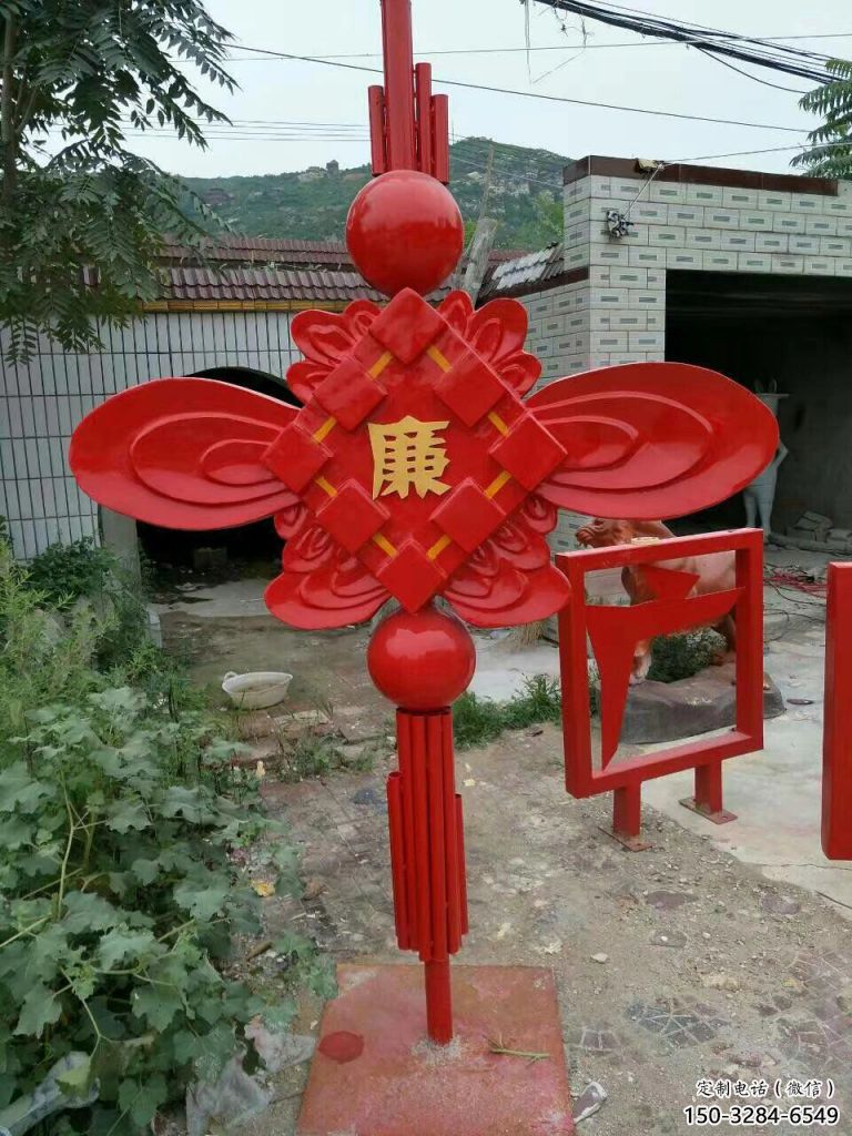 城市中國結(jié)雕塑廠家，烤漆工藝制作，民俗文化標(biāo)識