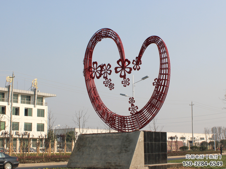 彩繪愛心雕塑 電鍍現(xiàn)代雕塑 公園雕塑