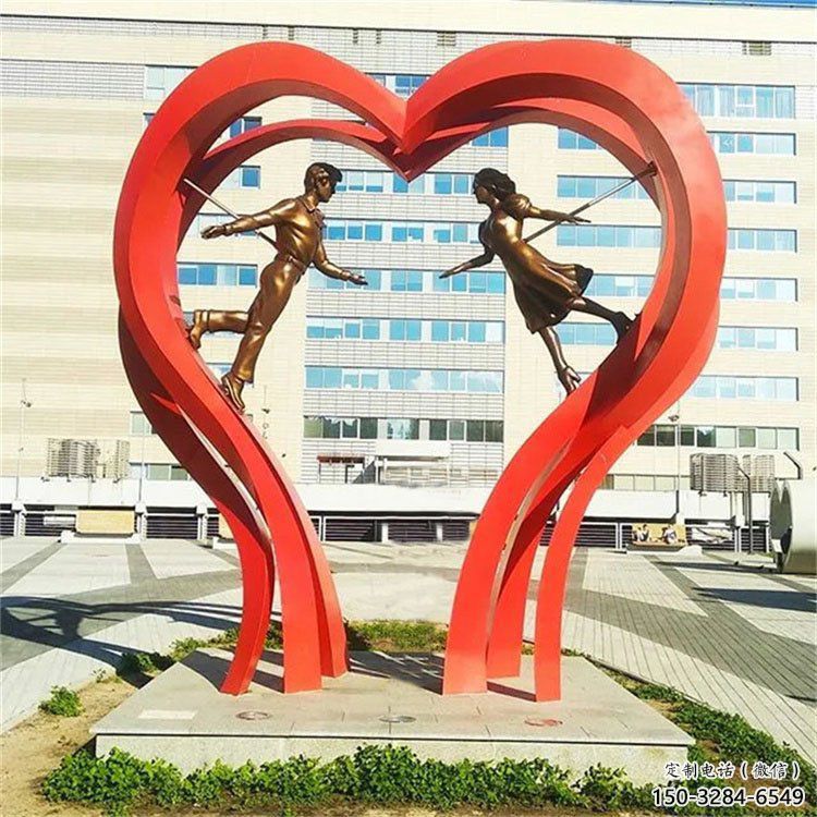 商業(yè)街心形雕塑 烤漆雕塑 彩繪愛情雕塑