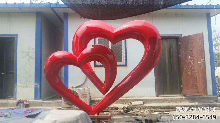 心心相印不銹鋼雕塑 烤漆景觀擺件，小區(qū)廣場(chǎng)擺件