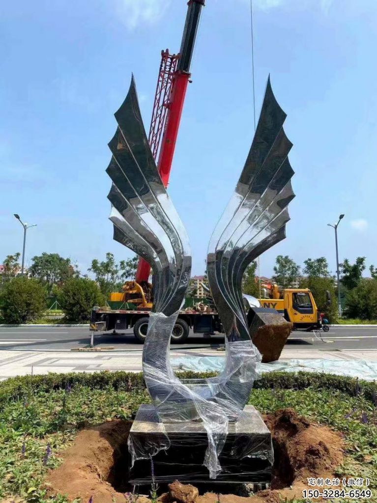 園林鳳尾雕塑，噴漆景觀雕塑，網格形式