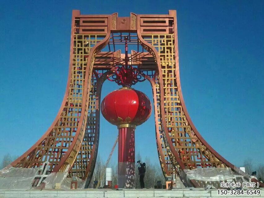 商業(yè)街燈籠雕塑 烤漆雕塑 彩繪雕塑