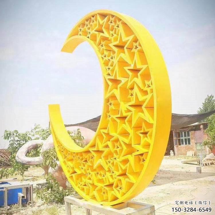 歐式月牙雕塑 抽象希望月亮牙雕塑 景觀雕塑