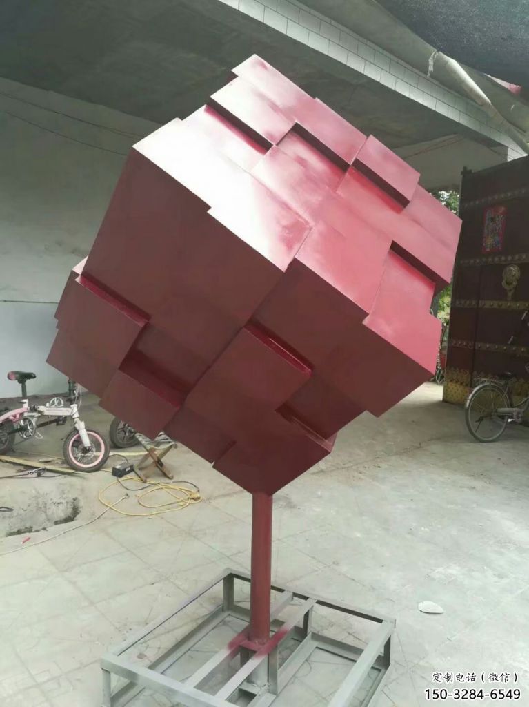 水景正方形雕塑 彩繪剪紙方塊雕塑 現代正方體雕塑