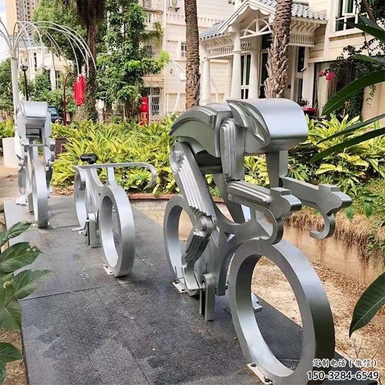 大型商場自行車雕塑 仿真體育雕塑 鏡面運動員雕塑