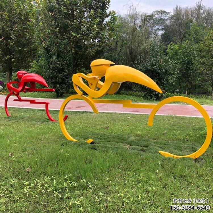酒店自行車雕塑 景觀體育雕塑 現(xiàn)代運(yùn)動員雕塑