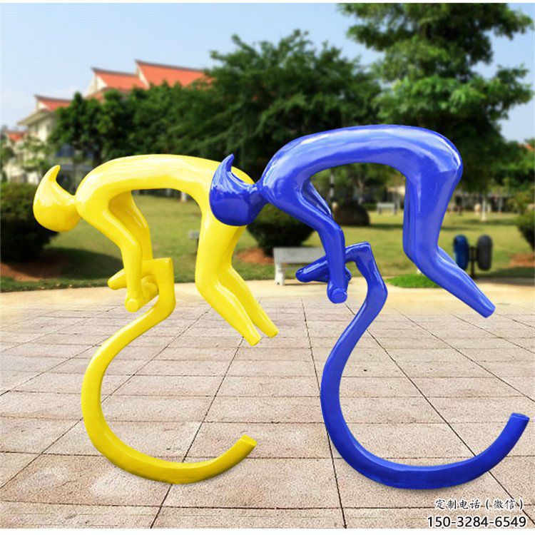 自行車雕塑生產(chǎn) 啞光體育雕塑 公園運動員雕塑