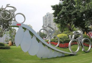 房地產自行車雕塑 現代體育雕塑 幾何運動員雕塑