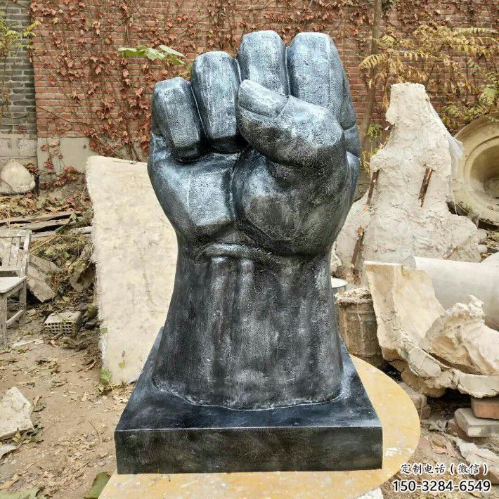 街道拳頭雕塑 現代握拳雕塑 彩繪手勢雕塑