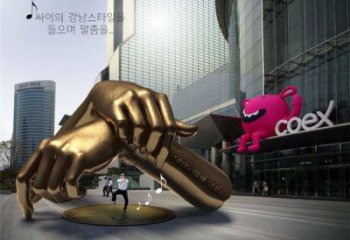 大門口拳頭雕塑 發光公園手勢雕塑 仿真握拳雕塑