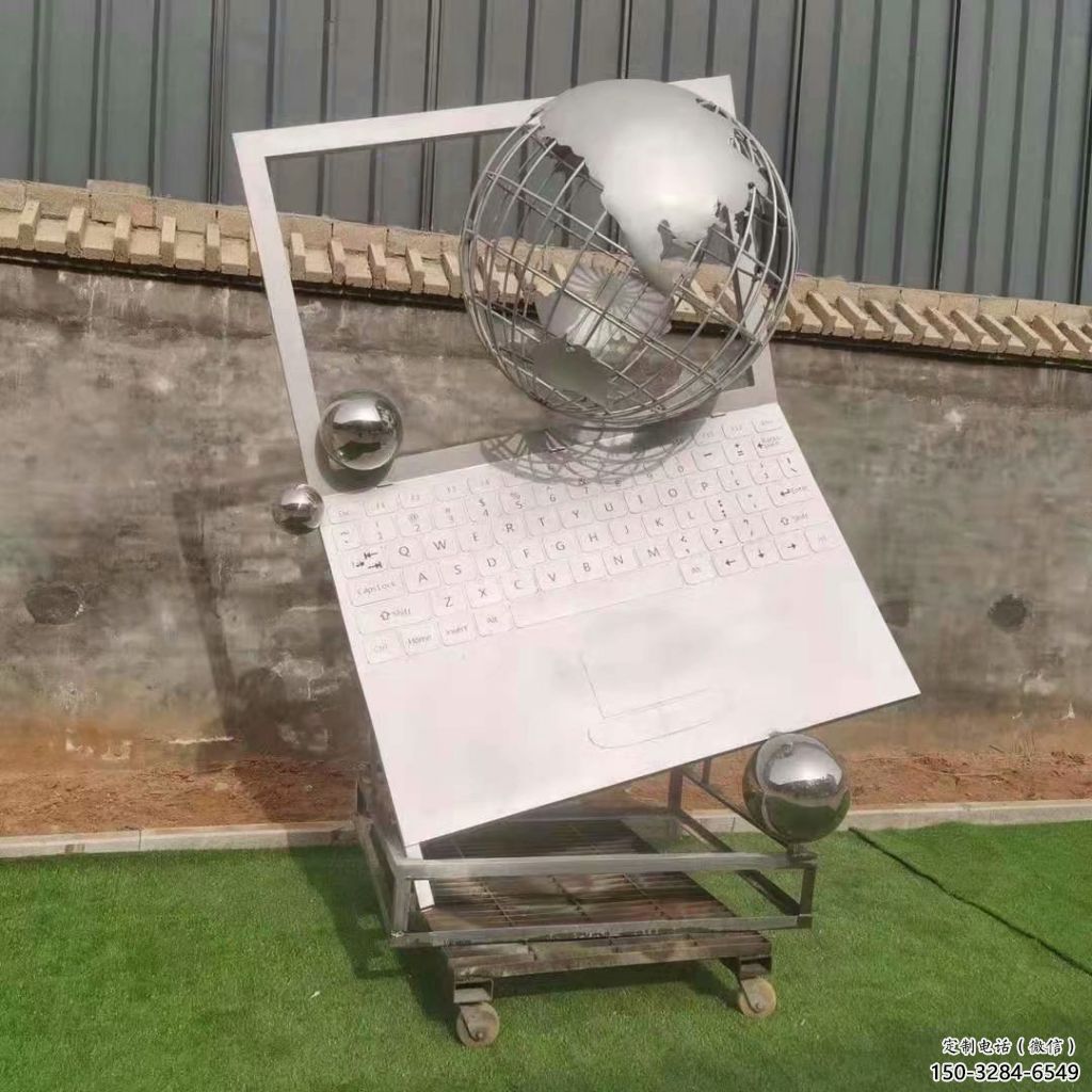 鏡面電腦雕塑 烤漆大型筆記本雕塑 彩繪雕塑