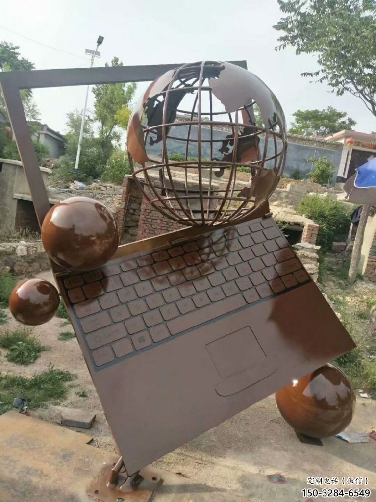 鑄造電腦雕塑 中式村口筆記本雕塑 景觀雕塑