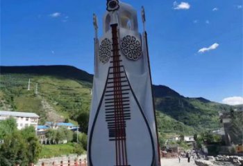 廣場琵琶雕塑 抽象樂器雕塑 烤漆音樂雕塑