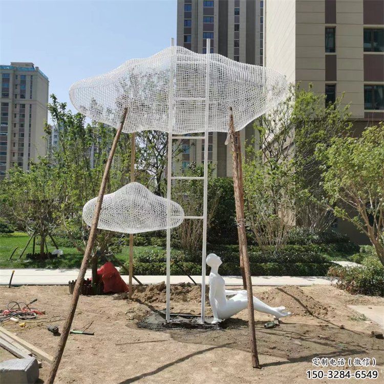 異形云梯雕塑 現代校園云朵雕塑 校園梯子雕塑