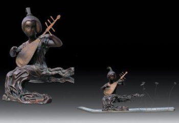 琵琶雕塑 烤漆大型音樂雕塑 彩繪樂器雕塑