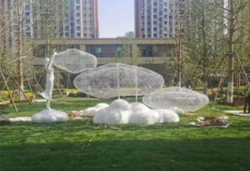 大型云梯雕塑 鍛造發光梯子雕塑 房地產云朵雕塑