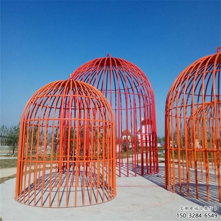 大型鳥(niǎo)籠雕塑 鍛造發(fā)光籠子雕塑 房地產(chǎn)鳥(niǎo)籠子雕塑