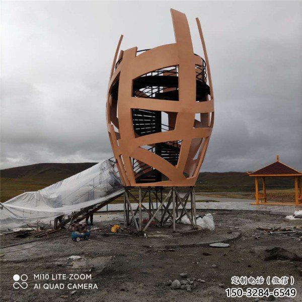 噴漆鳥(niǎo)籠雕塑 中式村口籠子雕塑 草地鳥(niǎo)籠子雕塑