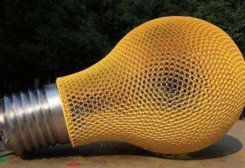 噴漆燈泡雕塑 中式村口燈具主題 草地電燈泡雕塑