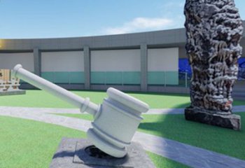 大型錘子雕塑 鍛造發光法錘雕塑 房地產法治雕塑