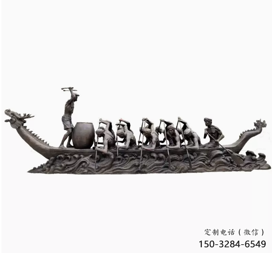 大型龍舟雕塑 鍛造發光劃槳雕塑 房地產競賽雕塑