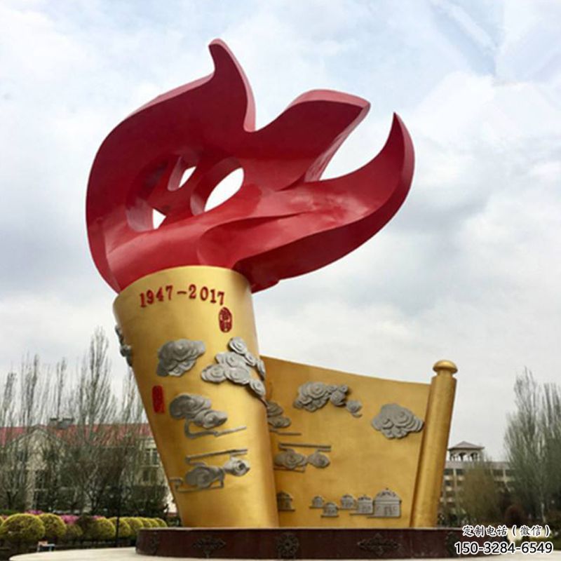 大型商場火苗雕塑 仿真景觀雕塑 鏡面火焰頭雕塑