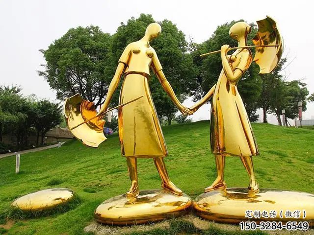 街道雨傘雕塑 現(xiàn)代撐傘雕塑 彩繪民俗雕塑