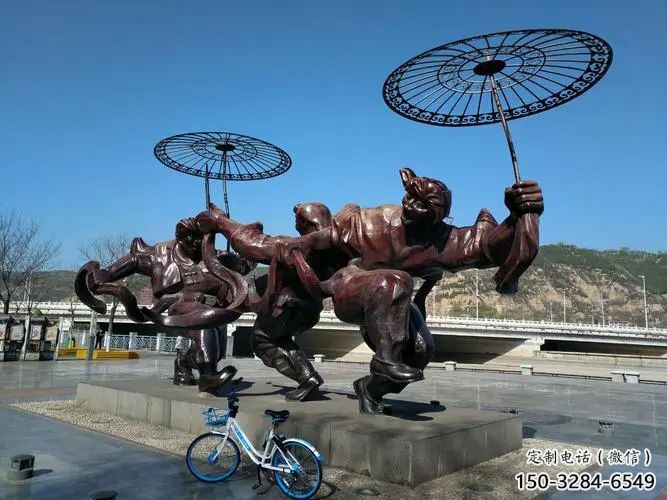 庭院雨傘雕塑 公園民俗雕塑 鍛造撐傘雕塑