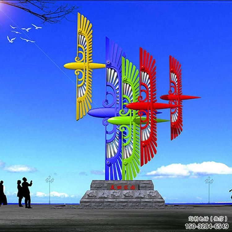 農村風箏雕塑 抽象藝術景觀雕塑 烤漆雕塑