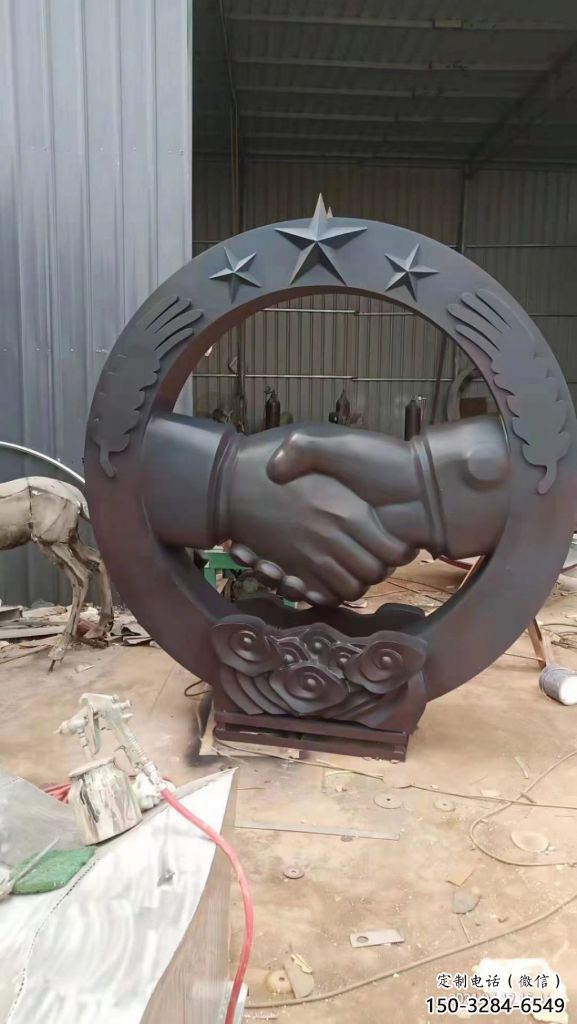 抽象握手雕塑 啞光雕塑 室內誠信雕塑