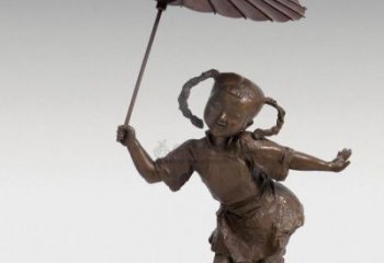 商業(yè)街雨傘雕塑 烤漆民俗雕塑 彩繪撐傘雕塑