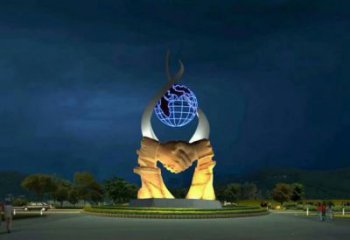 創意握手雕塑 啞光雕塑 公園誠信雕塑