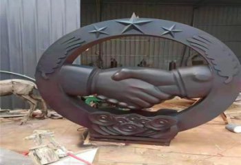 公園握手雕塑 鏡面公園雕塑 標(biāo)志誠(chéng)信雕塑