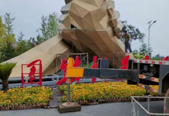 廣場(chǎng)握手雕塑 抽象雕塑 烤漆誠(chéng)信雕塑