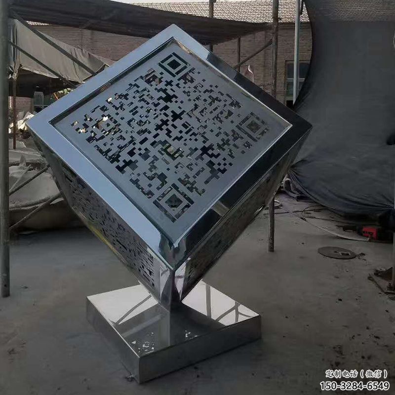 商業街立方體雕塑 烤漆雕塑 彩繪幾何體雕塑