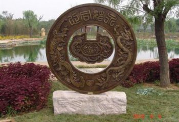 美陳古幣雕塑 異形噴水雕塑 酒店銅幣雕塑