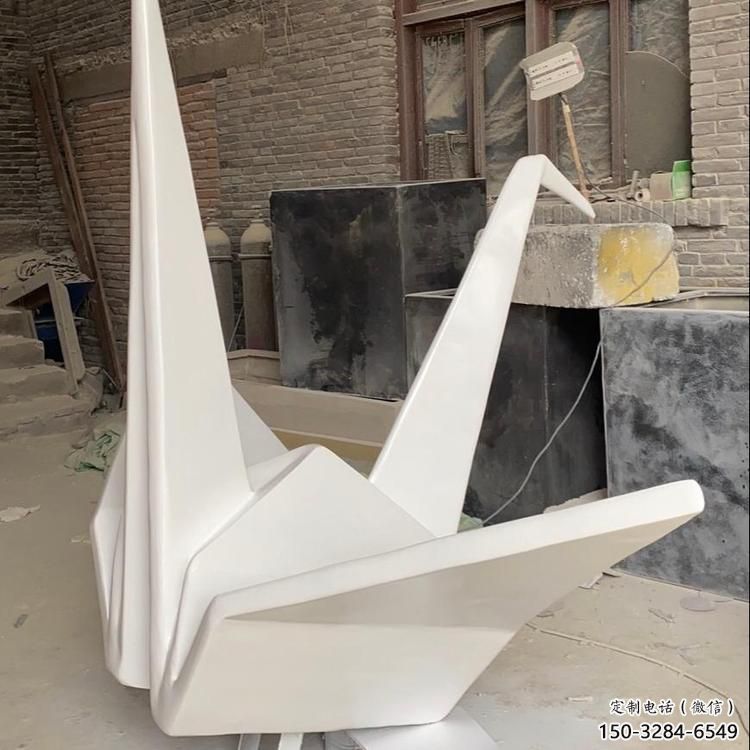 步行街千紙鶴雕塑 游樂場折紙風(fēng)格 鑄造鶴鳥雕塑