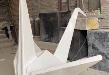 步行街千紙鶴雕塑 游樂場折紙風(fēng)格 鑄造鶴鳥雕塑