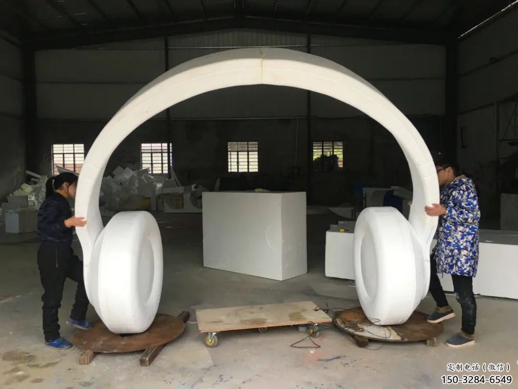 公園耳麥雕塑 鏡面公園音樂雕塑 景觀耳機雕塑