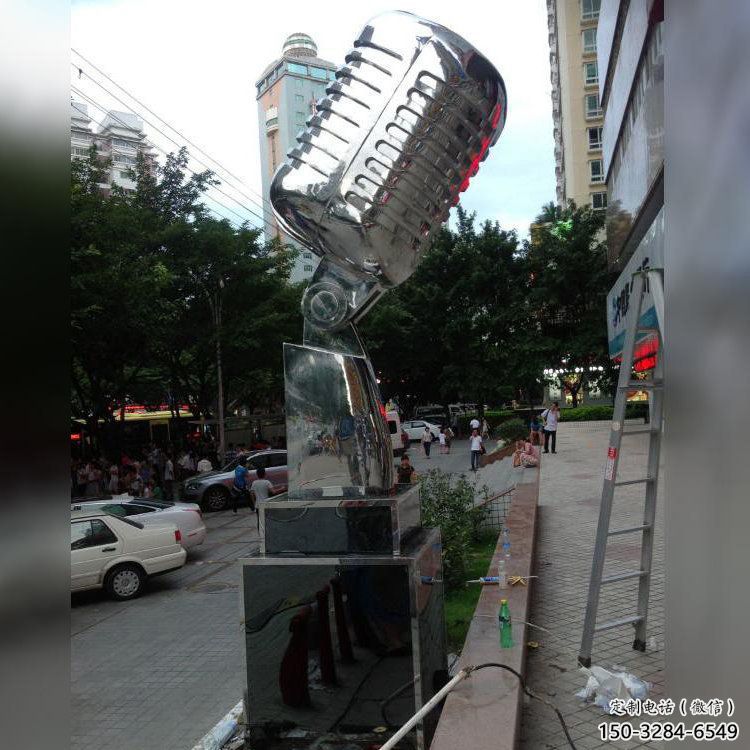 公園麥克風(fēng)雕塑 戶外音樂雕塑 抽象話筒雕塑