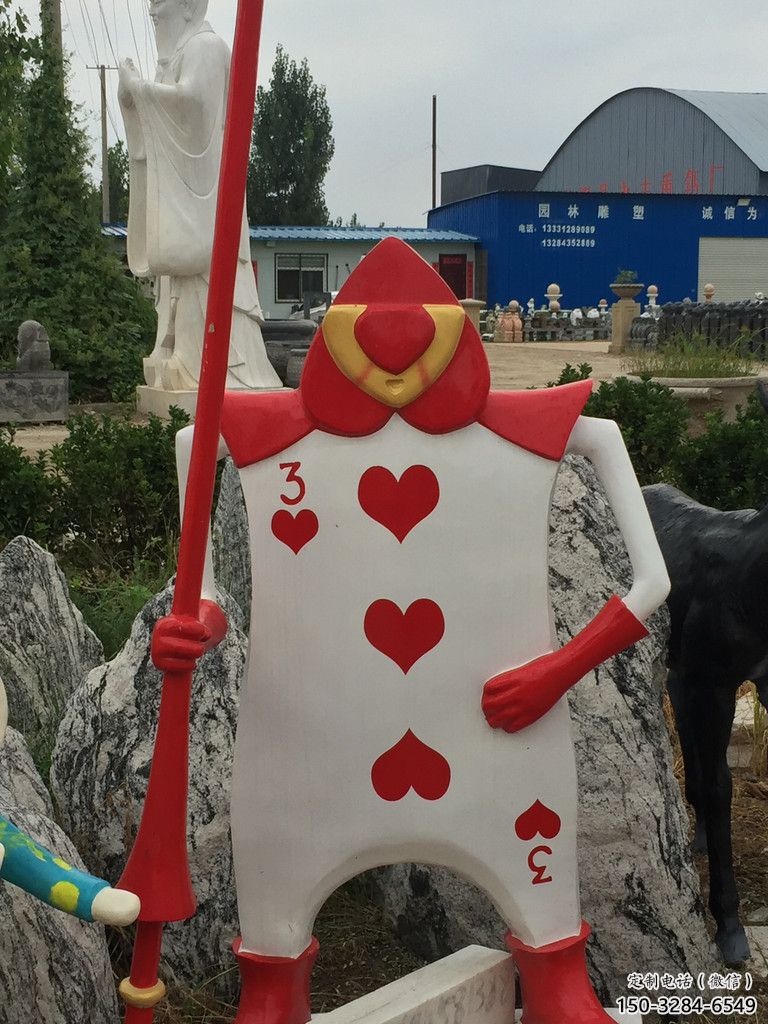 大門口撲克雕塑 發(fā)光公園雕塑 仿真撲克牌雕塑