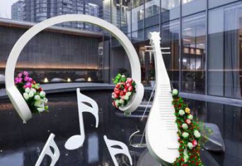 彩繪耳麥雕塑 電鍍現代音樂雕塑 公園耳機雕塑