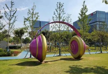 彩繪耳麥雕塑 景觀耳機雕塑 街頭音樂雕塑